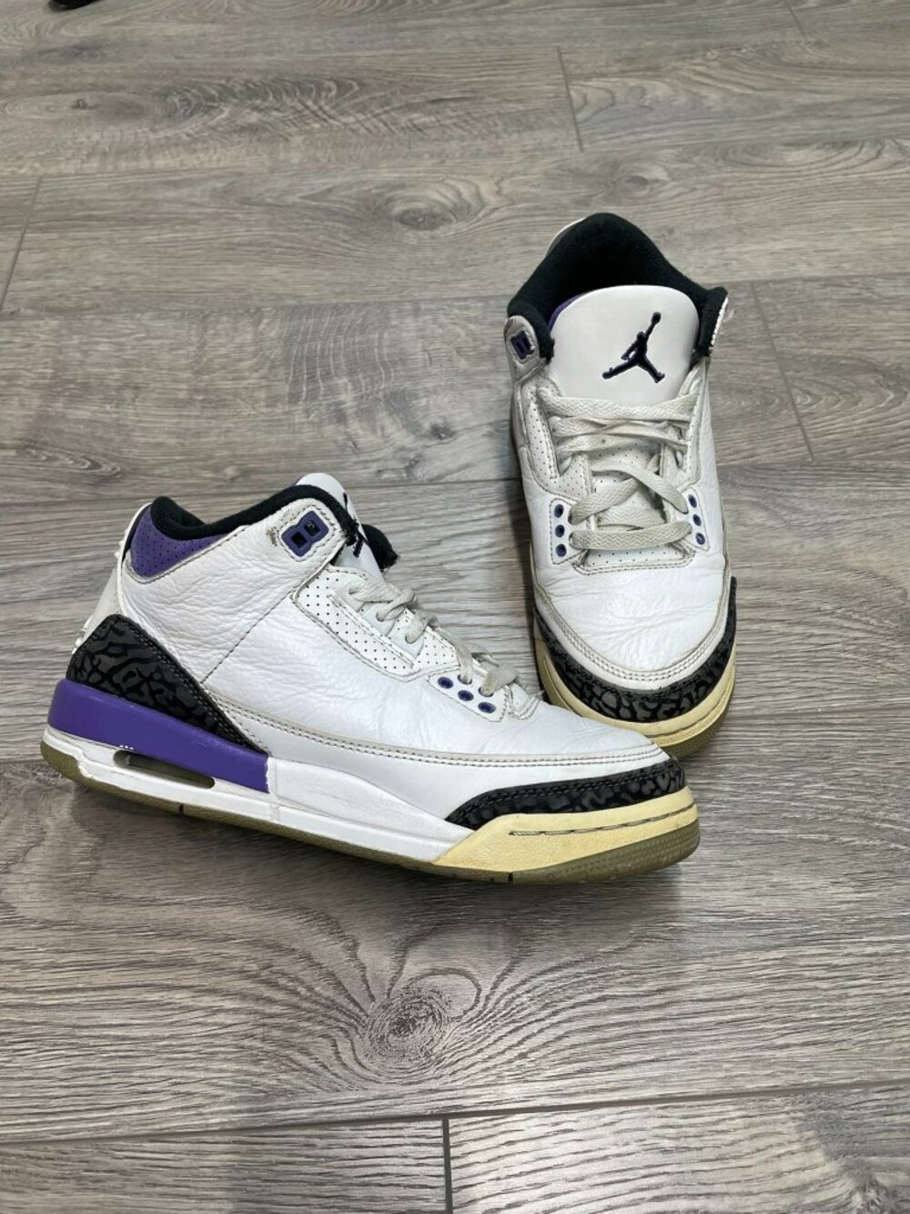 Nike Air Jordan 3 Retro Dark Iris White Purple Sneakers Size 6Y DM0967-105